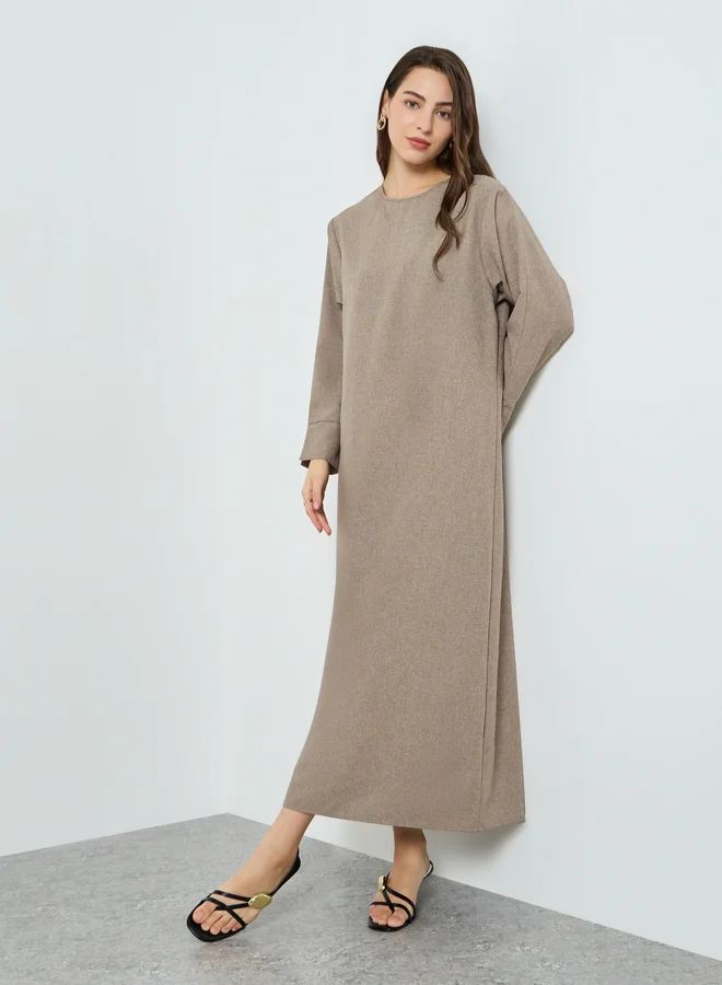 Take Two Women Brown Slit Detail Sleeve Maxi Dress